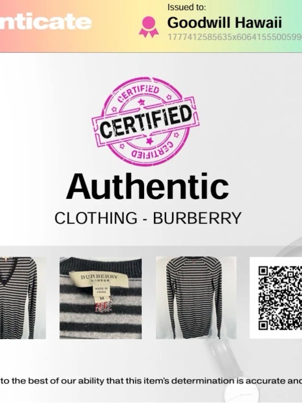 Burberry Black and Gray Striped V-Neck Sweater silk and cashmere size medium - Picture 6 of 6